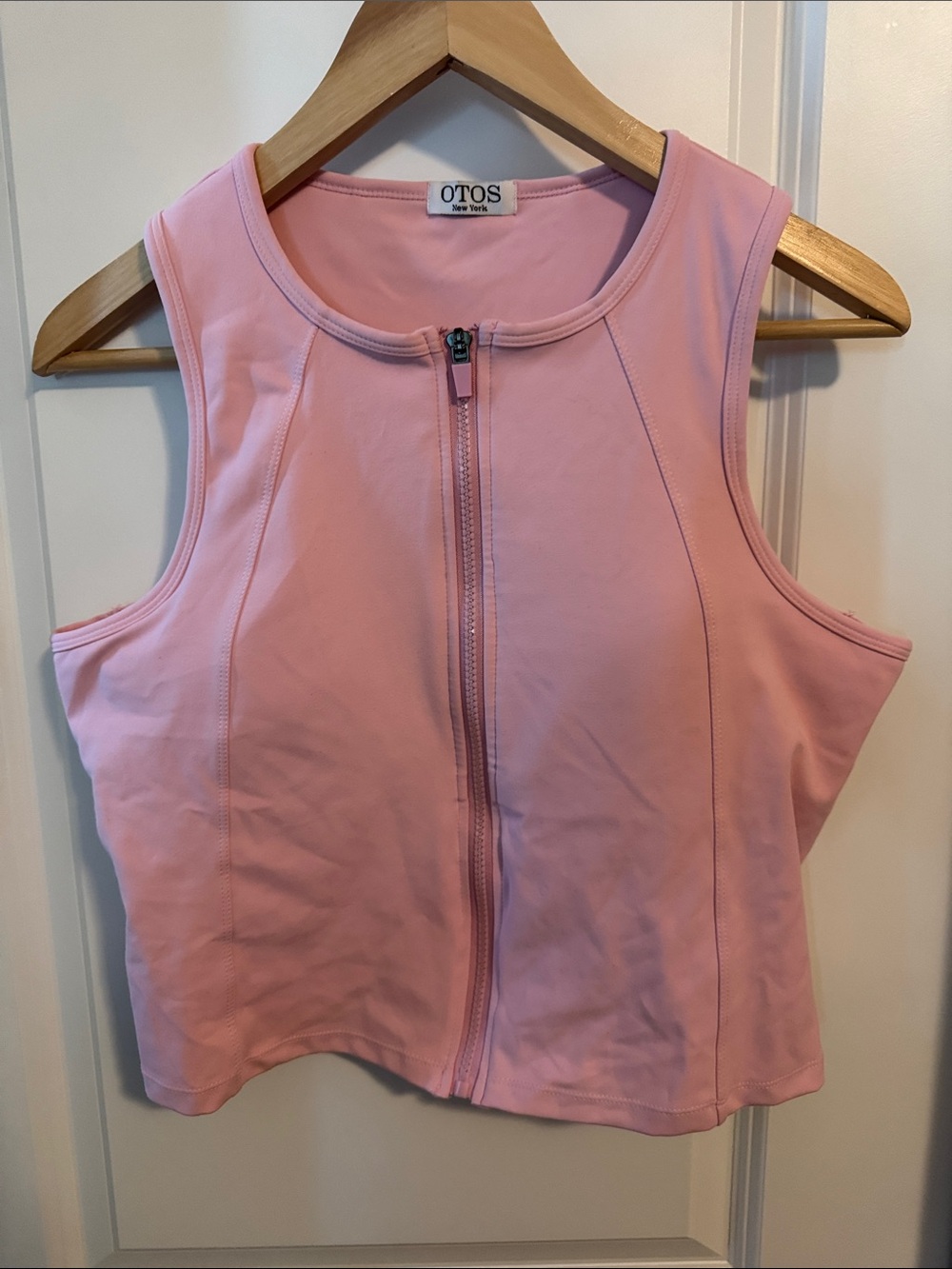 Pink Zip-Front Sleeveless Tank